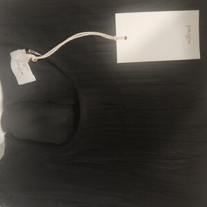 Wilfred Black Pleated Mini Dress with Rounded Neckline